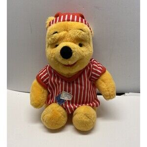 Mattel Sleepy Time Pooh  Vintage 1998 Plush 12 inches high Sitting Red white